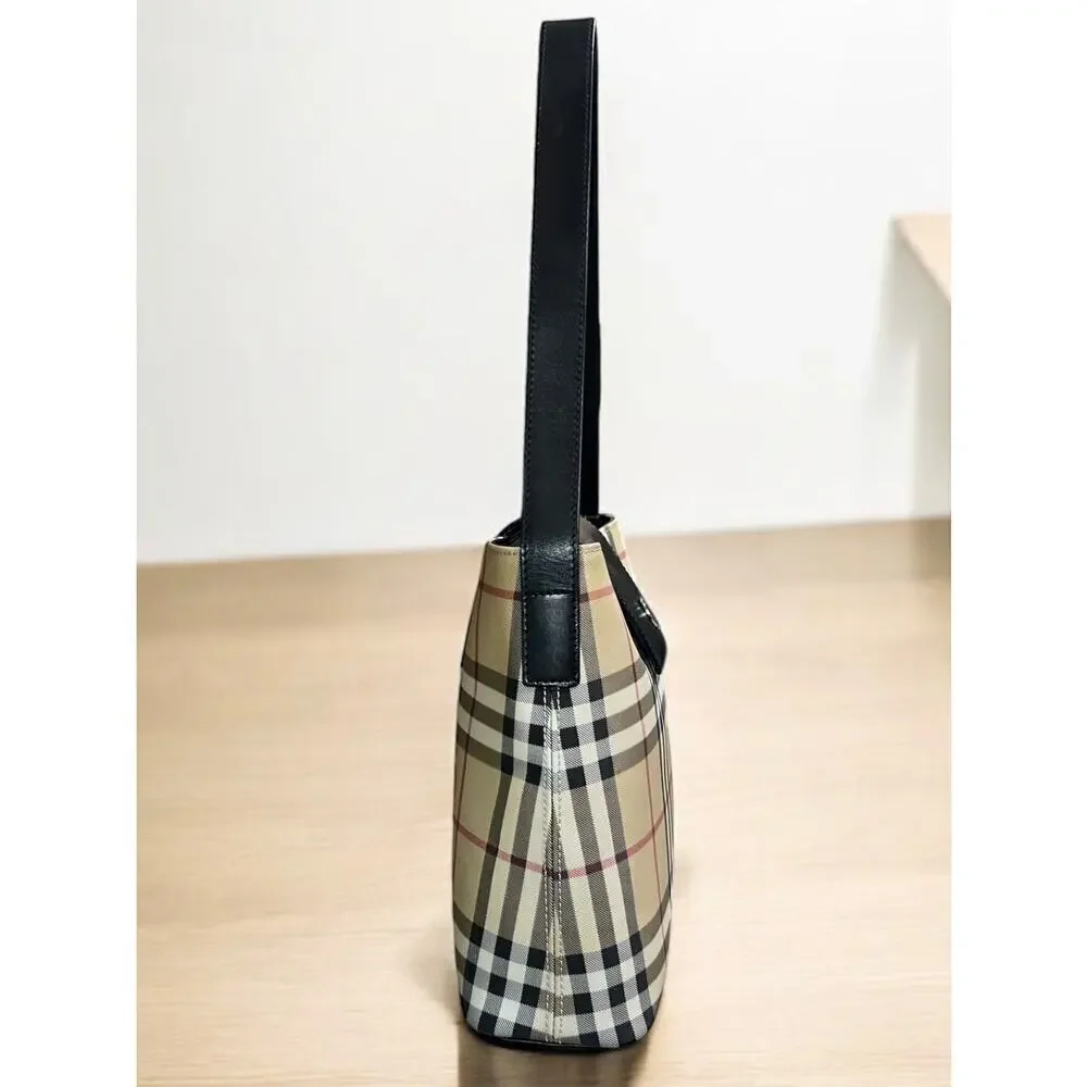 Vintage Burberry Coated Canvas Nova Check Shoulder Bag